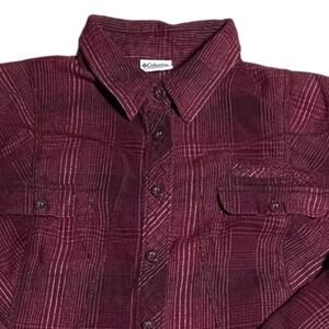 Columbia Womens Plaid Flannel Long Sleeve Button Up Shirt‎ XL Maroon